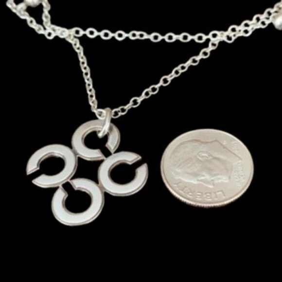 VINTAGE Coach Sterling Silver Signature C Logo Double Strand Necklace - EUC - Picture 3 of 5